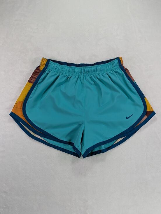 Nike Pants - Nike Women's Tempo Dri-FIT Running Shorts Medium M Geo Print Teal Blue